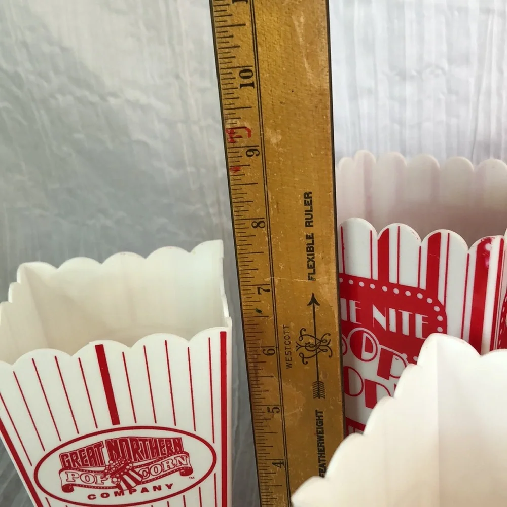 POPCORN tall containers lot of 4 plastic boxes buckets for movie night TV time